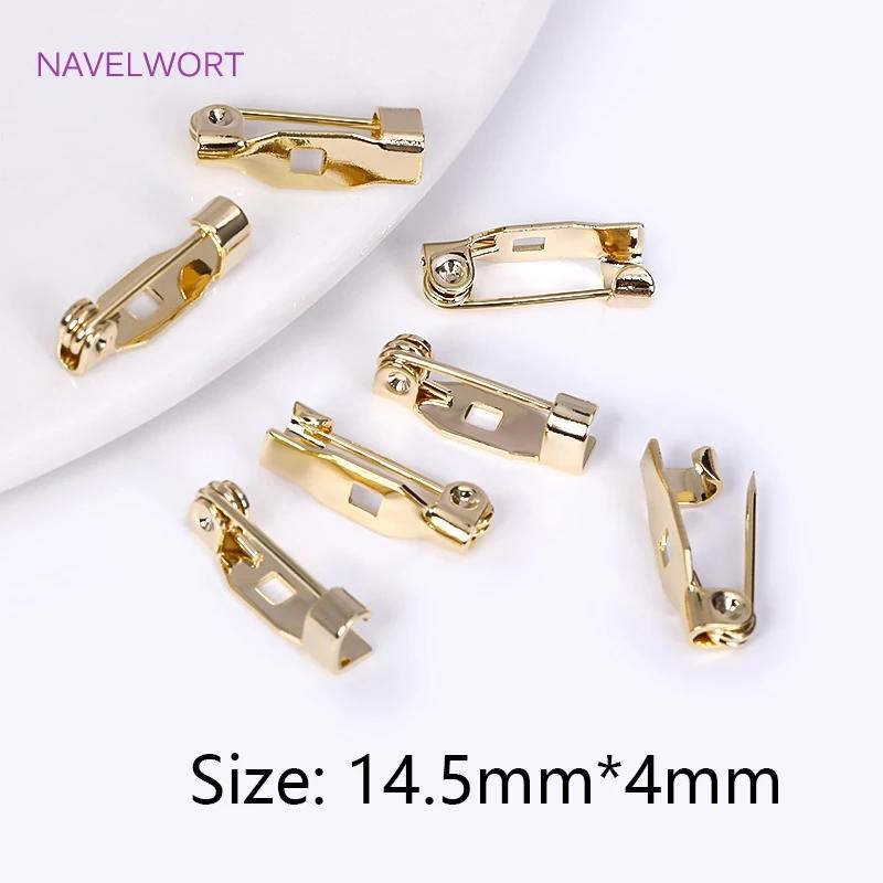 14K Banhado A Ouro Broche De Segurança para Fazer Jóias, Metal De Latão, One-Piece Pin Estreito, Back Lock Broche, Pin Base, Badge Holder - Image 1