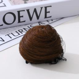 Bun de cabelo sintético coreano para mulheres, preto, marrom, reto, grampo, extensão do cabelo, hairpieces para mulheres, chignons de orelha de gato, 2pcs - Image 5