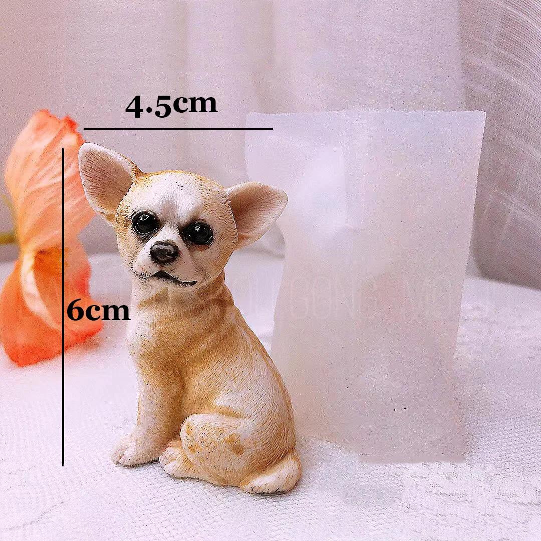 Silicone Moldes de Vários Cães Modelos, Gesso Moldes, Resina Epóxi, Pomerânia, Bulldog, Chihuahua, Cachorro, Animais Presentes, Gesso - Image 1