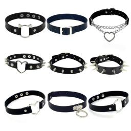 Harajuku punk rock gótico gargantilha colar feminino sexy couro do plutônio coração bloqueio chave pico colar chocker gótico cosplay acessórios - Image 1