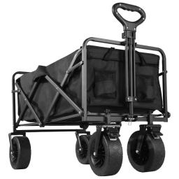 Vagão utilitário dobrável para uso externo, vagão de praia para areia com rodas grandes, carrinho portátil para acampamento, utilitário resistente com capacidade de 500lbs - Image 2