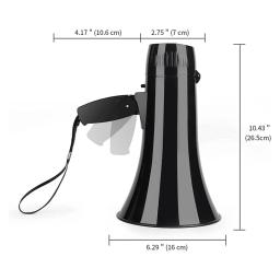 Alto-falante portátil megafone, PA bullhorn, microfone de mão destacável, sirene embutida, preto, poder 35 W - Image 5