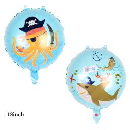 Conjunto de balões de folha de alumínio com decoração de tema de aniversário de tubarão pirata dupla face estilo desenho animado da Disney - Image 6