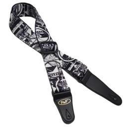 Correia ajustável de guitarra impressa, série preto e branco, acessórios para acústico popular, elétrico, baixo, ukulele, novo - Image 4