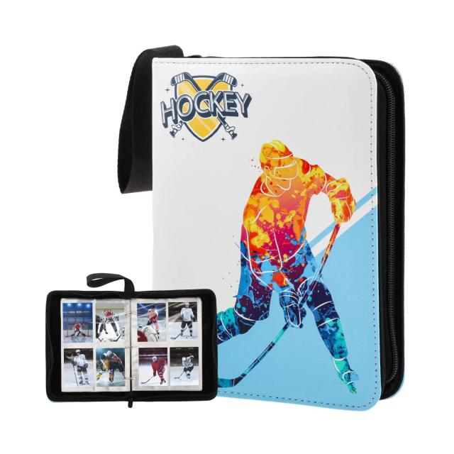 Binder para Trading Cards com 3 Anéis e Protetores para Álbuns de Hóquei