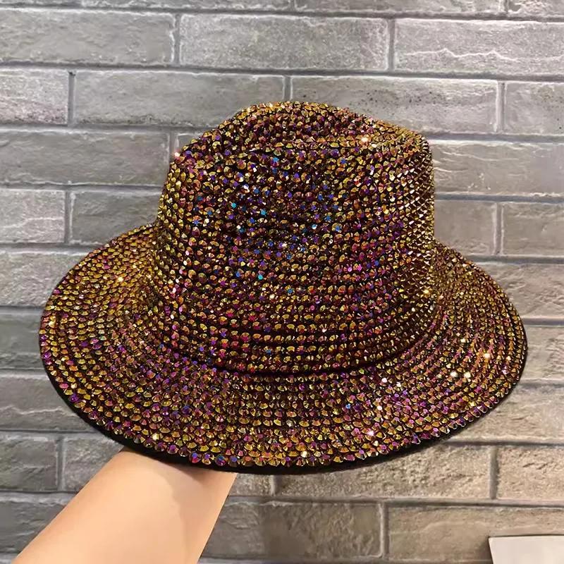 Jazz Hat com Diamante Cheio De Topo, Chapéus Brilhantes, Jazz Hat, Performance Stage Show, Carnaval, Moda Estrelas - Image 1