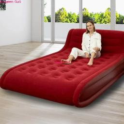Moderno inflável cama de casal para viagens acampamento dobrável grande sofá cama para adultos crianças ao ar livre jardim mobiliário veludo couro - Image 4