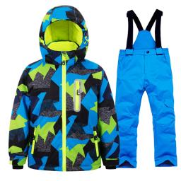 Casaco de esqui e calças para crianças, windproof, impermeável, snowboard set, quente, trajes de neve, outdoor wear, meninos, meninas, inverno - Image 1