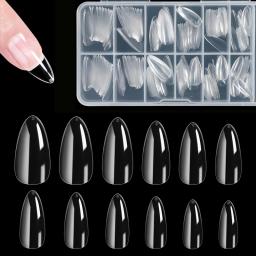 240 Pontas de unhas falsas de amêndoa, transparentes, macias, extensão de unhas falsas, 12 tamanhos para casa, faça você mesmo, salão de beleza, manicure - Image 5