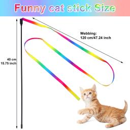 Rainbow Ribbon Teaser Toy para Gato, Fun Stick, Interativo, Indoor, Exercício saudável, Pet Supplies, Gatinho Toy, 3pcs - Image 6