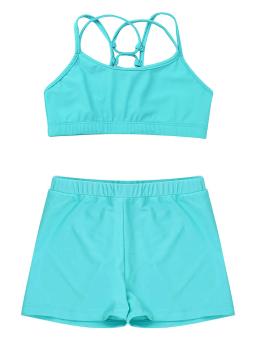 Trajes modernos de dança para meninas, colete sem mangas, tops com shorts, roupas dançantes de palco, roupas esportivas, balé e ginástica infantil - Image 4