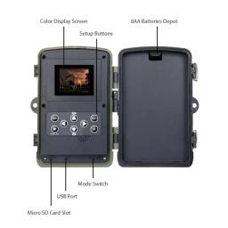 Câmera de trilha de caça para vida selvagem, câmeras infravermelhas, vigilância fotográfica e por vídeo, 2G, MMS, 16MP, 1080p, SMS, visão noturna, HC801A, HC801M - Image 2