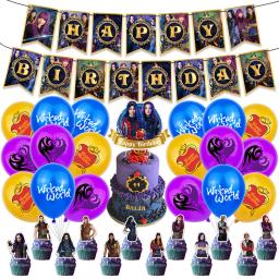 Disney-Desenhos Animados Descendentes 2 Tema Balão De Látex, Banners De Festa De Aniversário, Suprimentos De Chuveiro Do Bebê, Topper Do Bolo, Brinquedo Dos Miúdos, Air Globos - Image 5