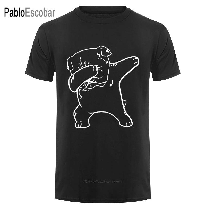 Aplicação de buldogue inglês, camisetas divertidas para homens e adultos, roupas, camisetas de algodão com gola redonda para cachorro - Image 1