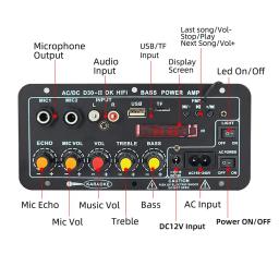 Placa Amplificadora Bluetooth Digital, Subwoofer, Microfone Duplo, Alto-falante Amplificador Karaoke, Home Theater, DIY, 12V, 110V, 220V, 30W - Image 2