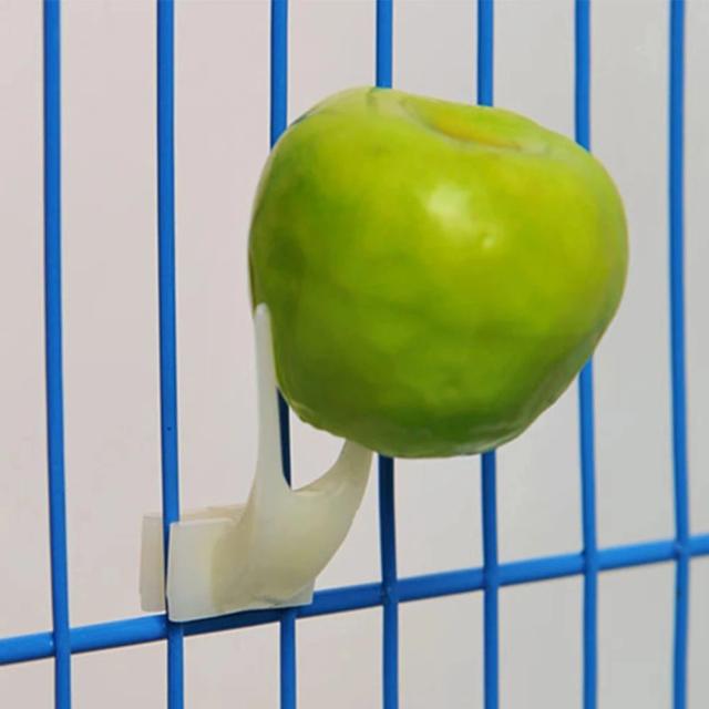 Suporte Plástico para Alimentos de Papagaios - Garfo para Frutas e Petiscos em Gaiola, 1 Unidade Nova