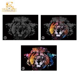 Conjunto de papel de arte para arranhões de animais, 2 folhas com caneta, faça você mesmo, artesanato arco-íris, leão, unicórnio, gato, cachorro, pintura, brinquedo criativo, presente para crianças e adultos - Image 4