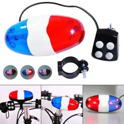 LED bicicleta polícia sirene com luz sonora, buzina elétrica, 4 sons, sirene de sino, luz de bicicleta - Image 3