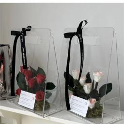 Caixa De Flor De Acrílico Triângulo, Buquê De Flores Frescas Lidar Com Caixa De Presente, Suprimentos De Arranjo Sólido De Florista Transparente Portátil - Image 6