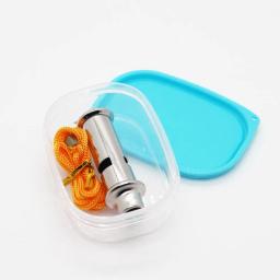 Aço inoxidável árbitro apito com cordão, caixa de armazenamento para esportes, futebol, durável, caminhadas - Image 2