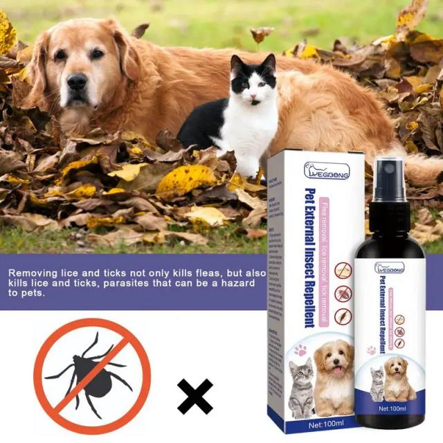 Repelente para Carrapatos em Animais de Estimação - Spray Seguro para Cães e Gatos, 100ml