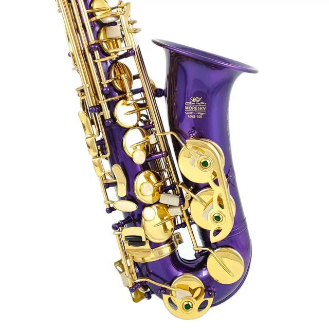 Saxofone Alto MORESKY Eb Flat com Estojo e Chaves Douradas - Música de Alta Qualidade
