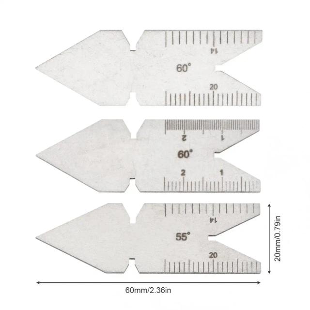 Conjunto de 3 Medidores de Rosca Whitworth e Métrica com Ângulos de 55°/60° e Ferramentas de Medição para Torno