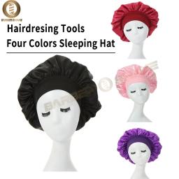 Novo feminino extra grande cetim touca de dormir gorro de seda boné diário proteger tratamento de cabelo chapéu encaracolado elástico tamanho grande cabeça capa - Image 1