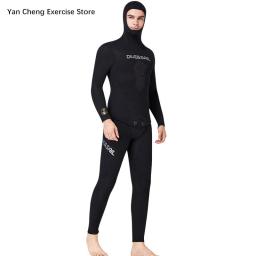 Terno de mergulho Neoprene masculino com chapéu, roupa de corpo inteiro pesca subaquática, Surf Snorkeling, roupa de banho profissional, 1,5mm - Image 1