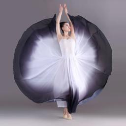 Saias de dança para mulheres, ginástica prática dancewear, fantasia clássica dança, saia gradiente longa, 360 graus, elegante - Image 5
