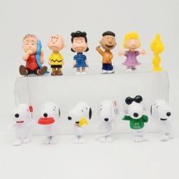12 pçs snoopy modelo de desenho animado figuras de anime q brinquedos figural anime mercadoria bonecas decoração de carro crianças aniversário presentes de natal - Image 3