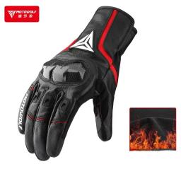 MOTOWOLF-Luvas De Motocicleta De Fibra De Carbono, Windproof, Prevenção De Quedas, Pele De Carneiro, Luva Touchable, 3Mcotton, Pelúcia, Ciclismo - Image 4