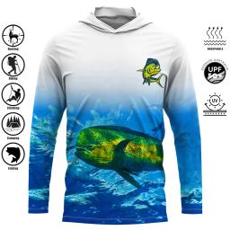 Camisa masculina de pesca manga longa, camisa performance, tops secagem rápida, vestuário respirável, proteção UV, UPF 50 Plus, 2022 - Image 3
