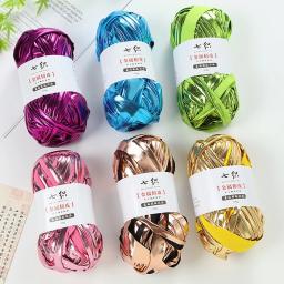 Fio De Tecido De Pano Metálico, DIY Bag Sapatos De Tricô E Crochê, Couro De Imitação Plana, Linha De T-Shirt Brilhante, 100g por Rolo - Image 6