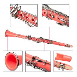 Naomi profissional bb clarinete abs 17-chave cupronickel chapeado niquelar clarinete kit com clarinete + palhetas + cinta + caso + componentes rosa - Image 2