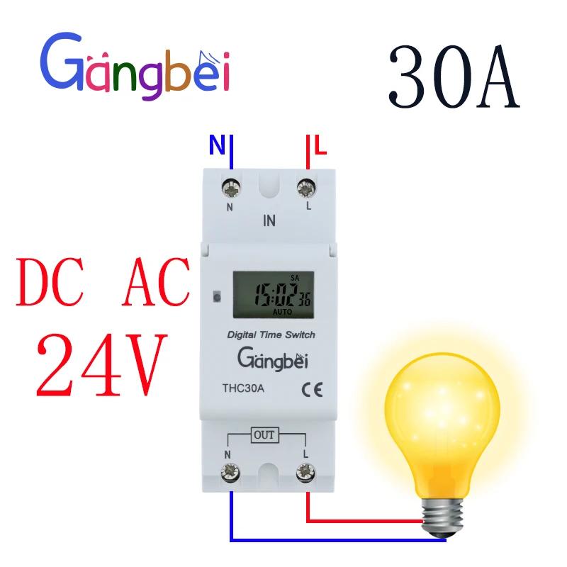 Semanal 7 dias programável interruptor de tempo digital relé temporizador controle ac 220v 230v 110v dc24v 12v thc30 30a montagem em trilho din - Image 1