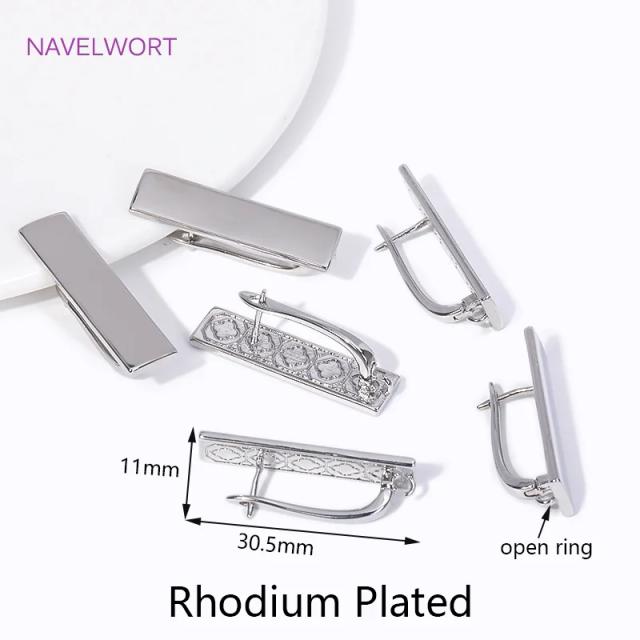 Brinco retângulo 18K banhado a ouro com fecho de gancho para DIY e acessórios na moda