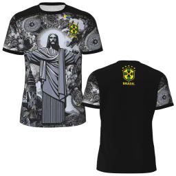Brasil Jesus Cristo O Redentor Camisas De Futebol Para Adultos E Crianças, Camisas De Futebol Respiráveis, Tops Transparentes, Edição Especial, 2024 - Image 1