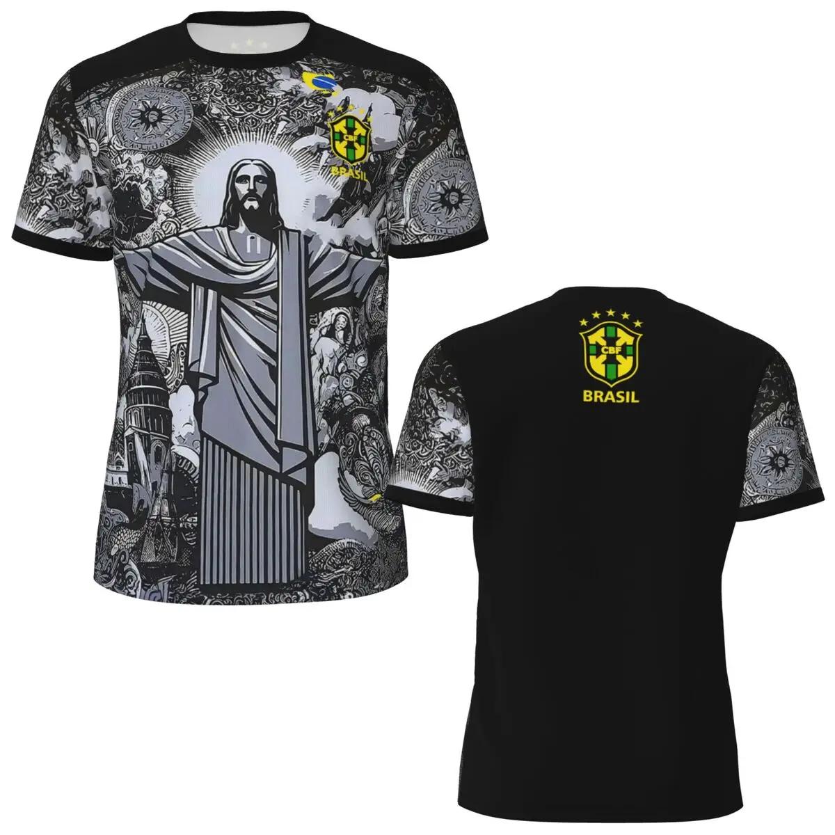 Brasil Jesus Cristo O Redentor Camisas De Futebol Para Adultos E Crianças, Camisas De Futebol Respiráveis, Tops Transparentes, Edição Especial, 2024 - Image 1