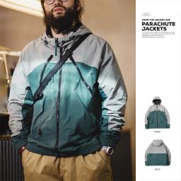 Maden Jaqueta de paraquedas masculina com capuz jaqueta esportiva respirável e seca estilo Gorpcore design solto com blocos de cores perfeita para primavera e outono - Image 1