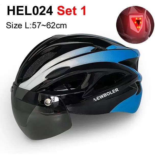 NEWBOLER-Capacete de ciclismo com óculos para homens e mulheres, luz LED, estrada, mountain bike, lente removível, ciclismo - Image 1