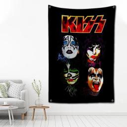 Poliéster Impressão Digital Banner, Rock Band Kiss, Garagem, Wall Art, Out Door Decoração, 60x90cm - Image 5