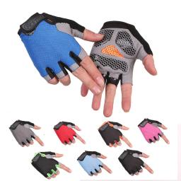 Mulheres ciclismo luvas de bicicleta meio dedo luvas de ginásio masculino mitten respirável anti-deslizamento luva de fitness esporte treinamento luvas - Image 4