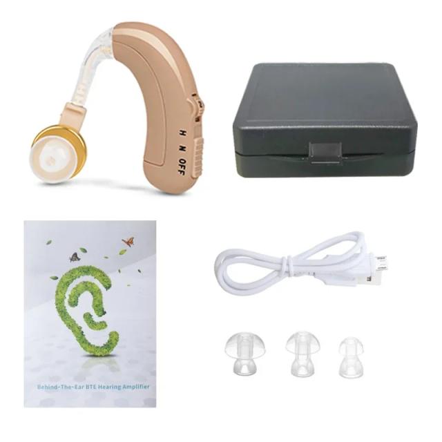 Aparelho Auditivo Recarregável Mini com Tom Ajustável - Amplificador de Som Ideal para Idosos com Perda Auditiva