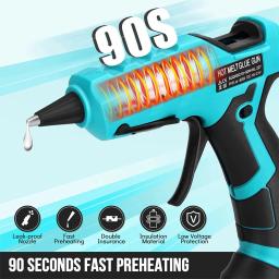 Pistola de cola quente sem fio para artesanato, ferramentas de reparação, 50W, 7mm, 18V, bateria de lítio 20V, Dewalt, Milwaukee, BlackDecker, Bosch - Image 2