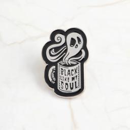 Custom Boo Witch Pin para amigos, Black Punk Esmalte Pin, Dark Collar Badge, Presente Da Jóia Do Dia Das Bruxas, Chapéu, Livro Do Caixão, Morcego, Broche De Borboleta - Image 4