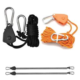 Cordão ajustável Pendurado para Camping, Ratchet Hanger, Pulley Lifting, Pulley Hook, Plant Lamp Rope, Outdoor, Camping, 5m, 8 Polegada - Image 1