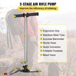 Inflável Rifle Air Gun, 3 Stage PCP Bomba e Manômetro, pneu Kayak Ball, bomba de mão de alta pressão, enchimento Stirrup, 4500PSI - Image 2
