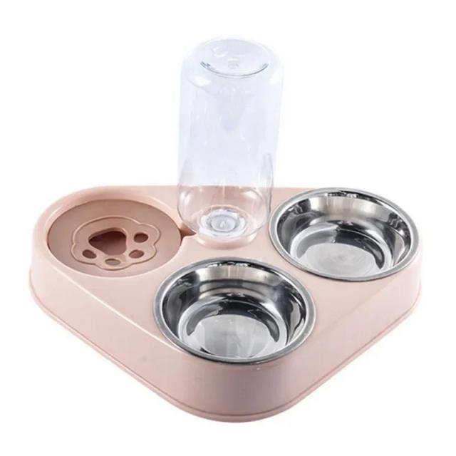 Alimentador 3 em 1 Automático para Pets: Com Fonte de Água e Carrinho Duplo para Cães e Gatos