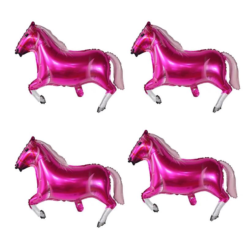 Balões de folha em forma de cavalo animal, decoração do partido do tema do aniversário, chuveiro do bebê, festa do vaqueiro, suprimentos Air Globos, brinquedos das crianças, 4pcs - Image 1